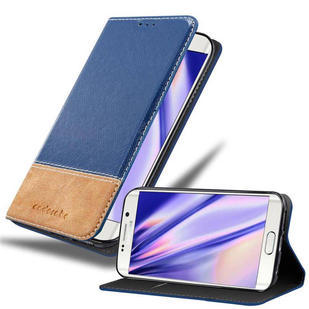 Cadorabo Hülle für Samsung Galaxy S6 EDGE Schutzhülle in Blau SHandyhülle Book Case Etui Kunstleder