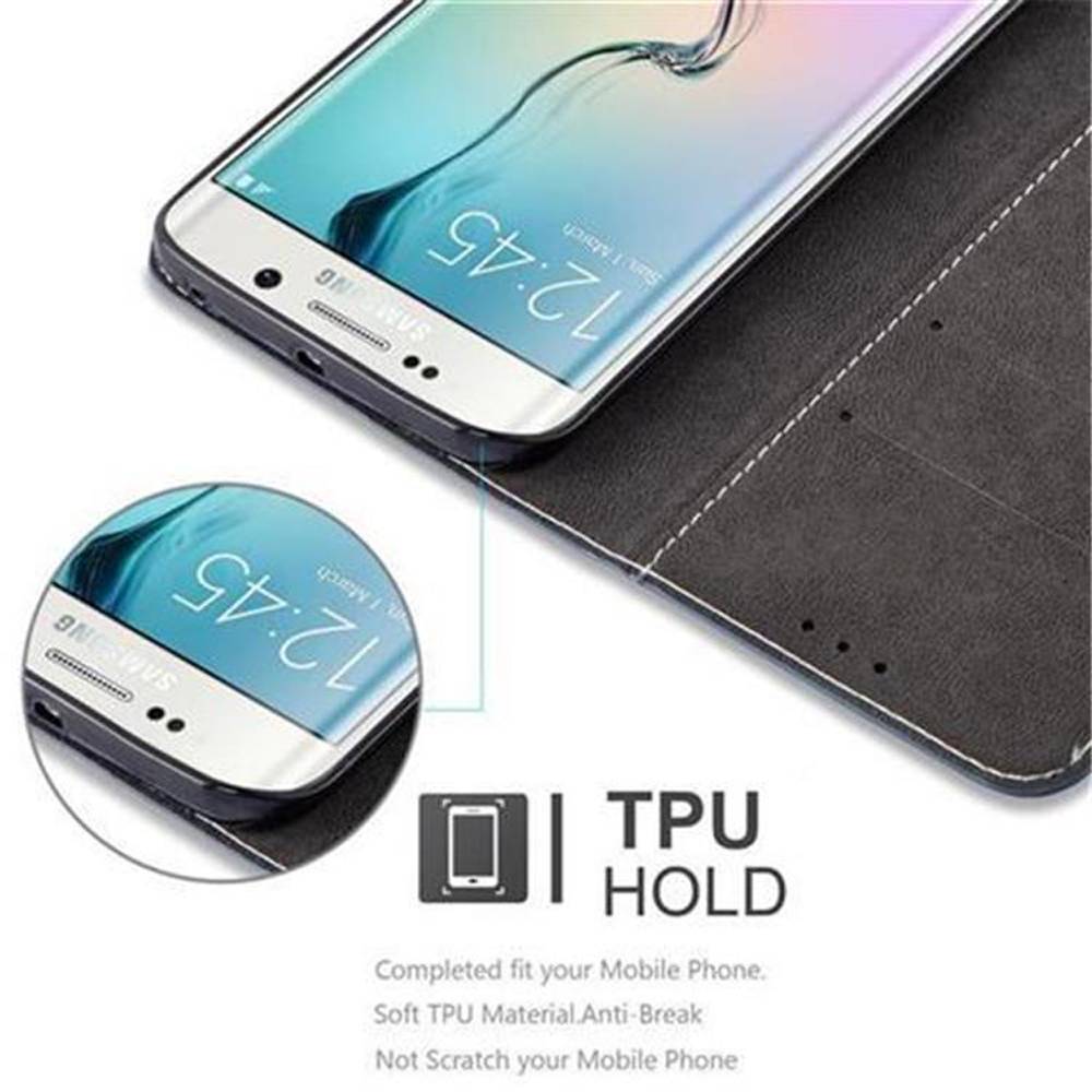 Cadorabo Hülle für Samsung Galaxy S6 EDGE Schutzhülle in Blau SHandyhülle Book Case Etui Kunstleder