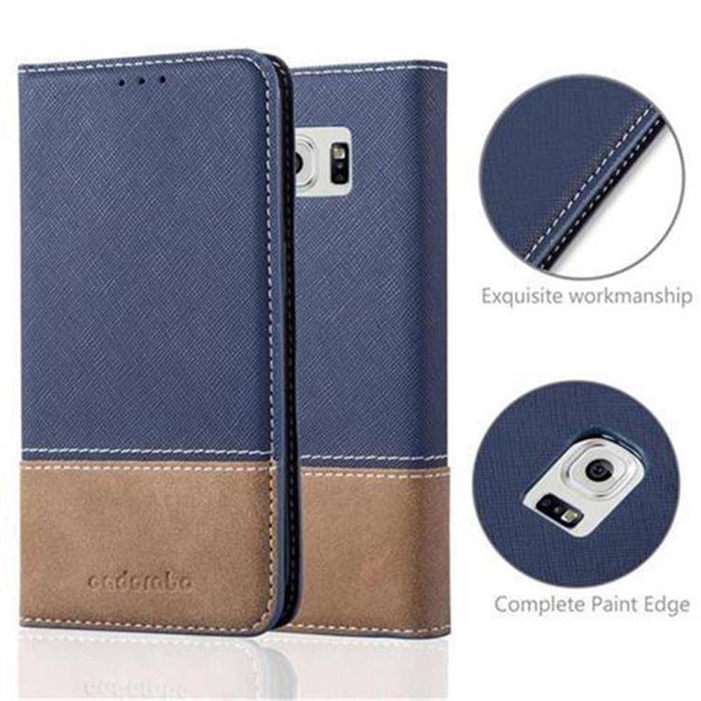 Cadorabo Hülle für Samsung Galaxy S6 EDGE Schutzhülle in Blau SHandyhülle Book Case Etui Kunstleder