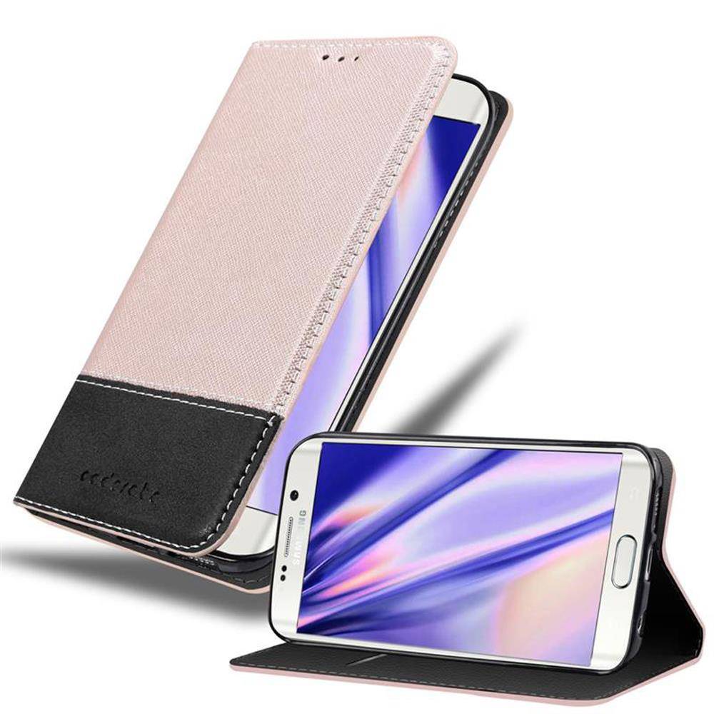 Cadorabo Hülle für Samsung Galaxy S6 EDGE Schutzhülle in Rosa SHandyhülle Book Case Etui Kunstleder
