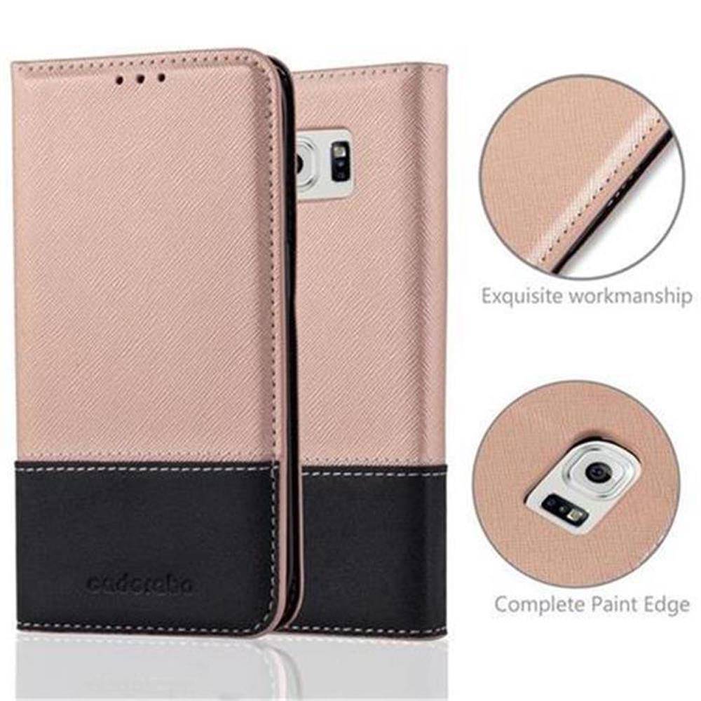 Cadorabo Hülle für Samsung Galaxy S6 EDGE Schutzhülle in Rosa SHandyhülle Book Case Etui Kunstleder