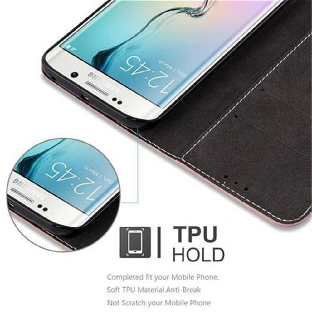 Cadorabo Hülle für Samsung Galaxy S6 EDGE Schutzhülle in Rosa SHandyhülle Book Case Etui Kunstleder