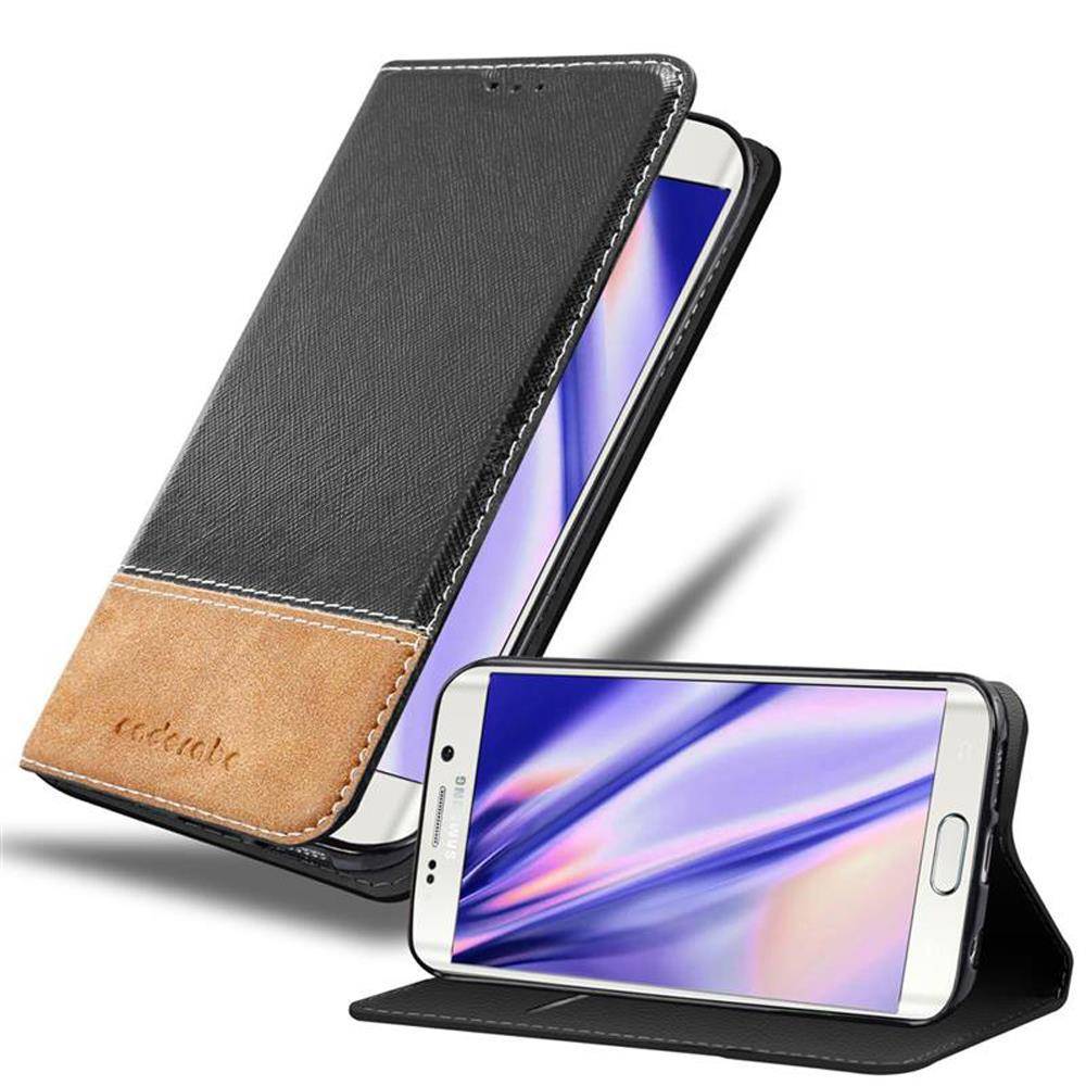 Cadorabo Hülle für Samsung Galaxy S6 EDGE Schutzhülle in Schwarz SHandyhülle Book Case Etui Kunstleder