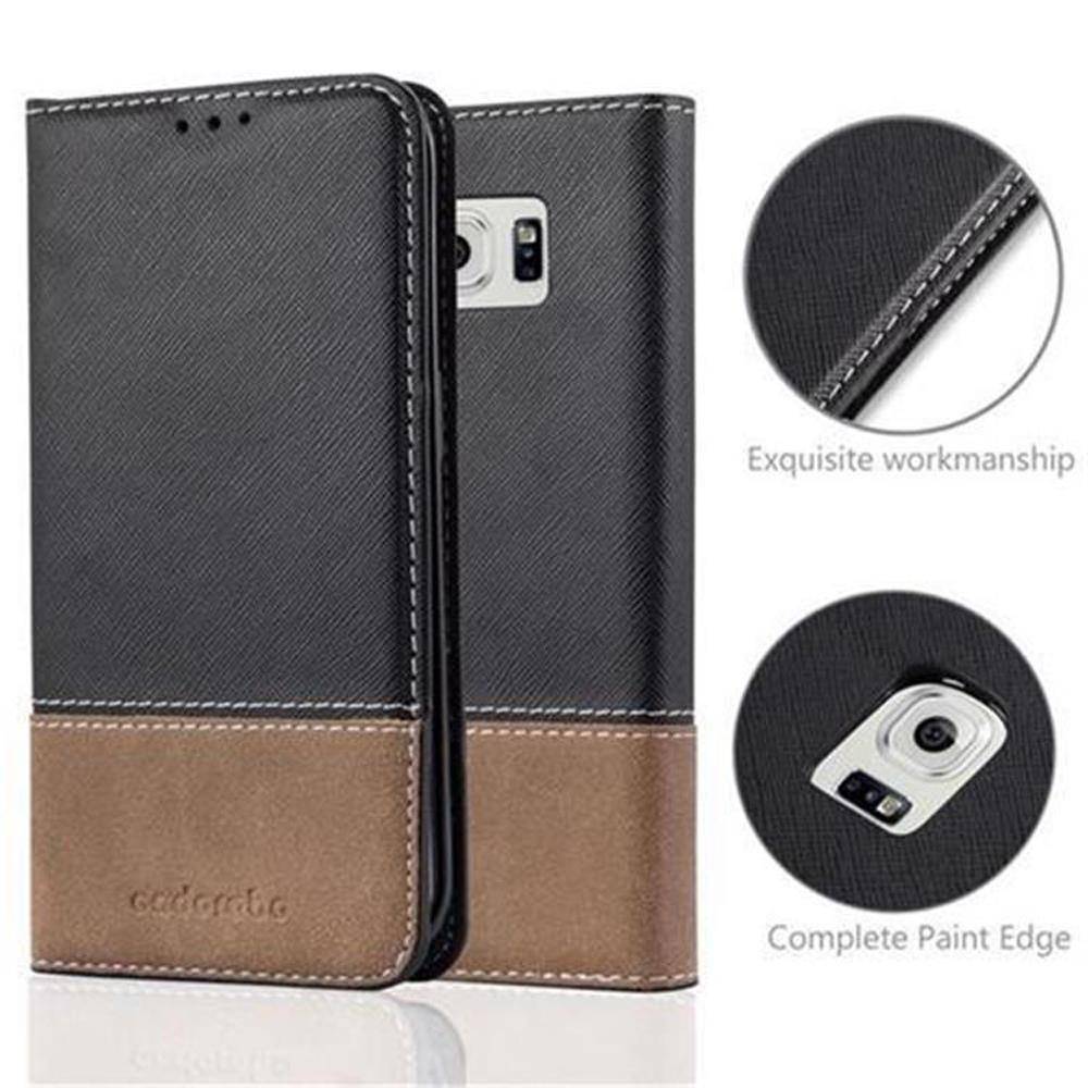 Cadorabo Hülle für Samsung Galaxy S6 EDGE Schutzhülle in Schwarz SHandyhülle Book Case Etui Kunstleder
