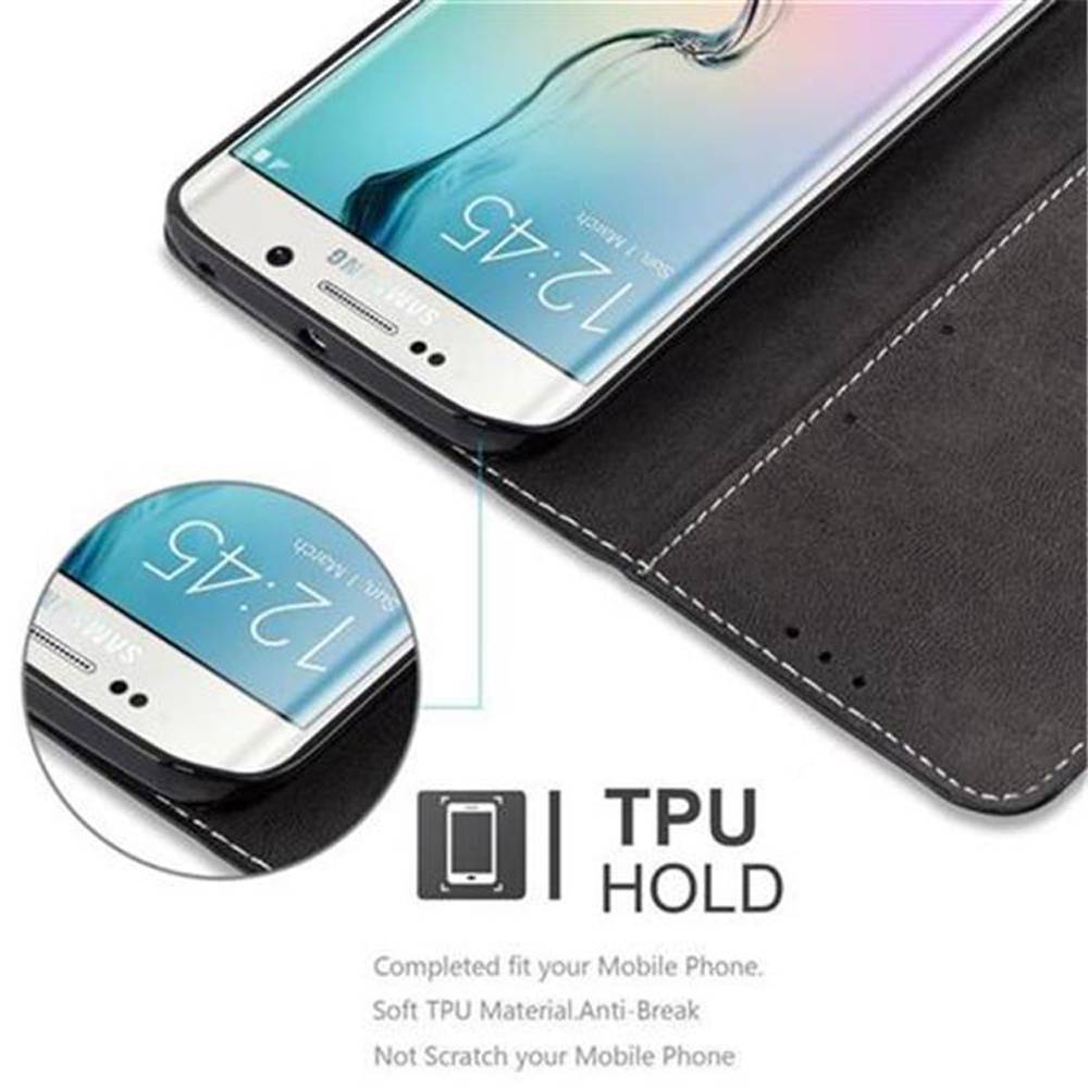 Cadorabo Hülle für Samsung Galaxy S6 EDGE Schutzhülle in Schwarz SHandyhülle Book Case Etui Kunstleder