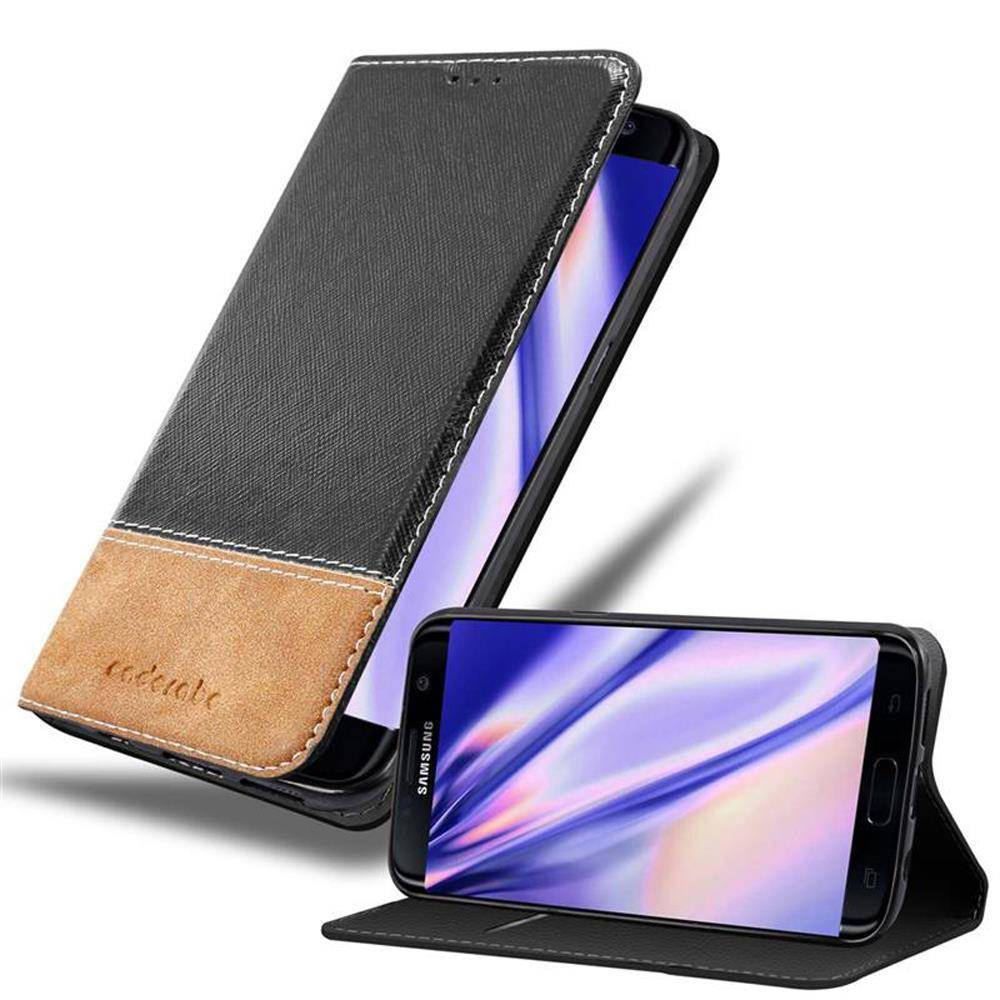 Cadorabo Hülle für Samsung Galaxy S7 EDGE Schutzhülle in Schwarz SHandyhülle Book Case Etui Kunstleder