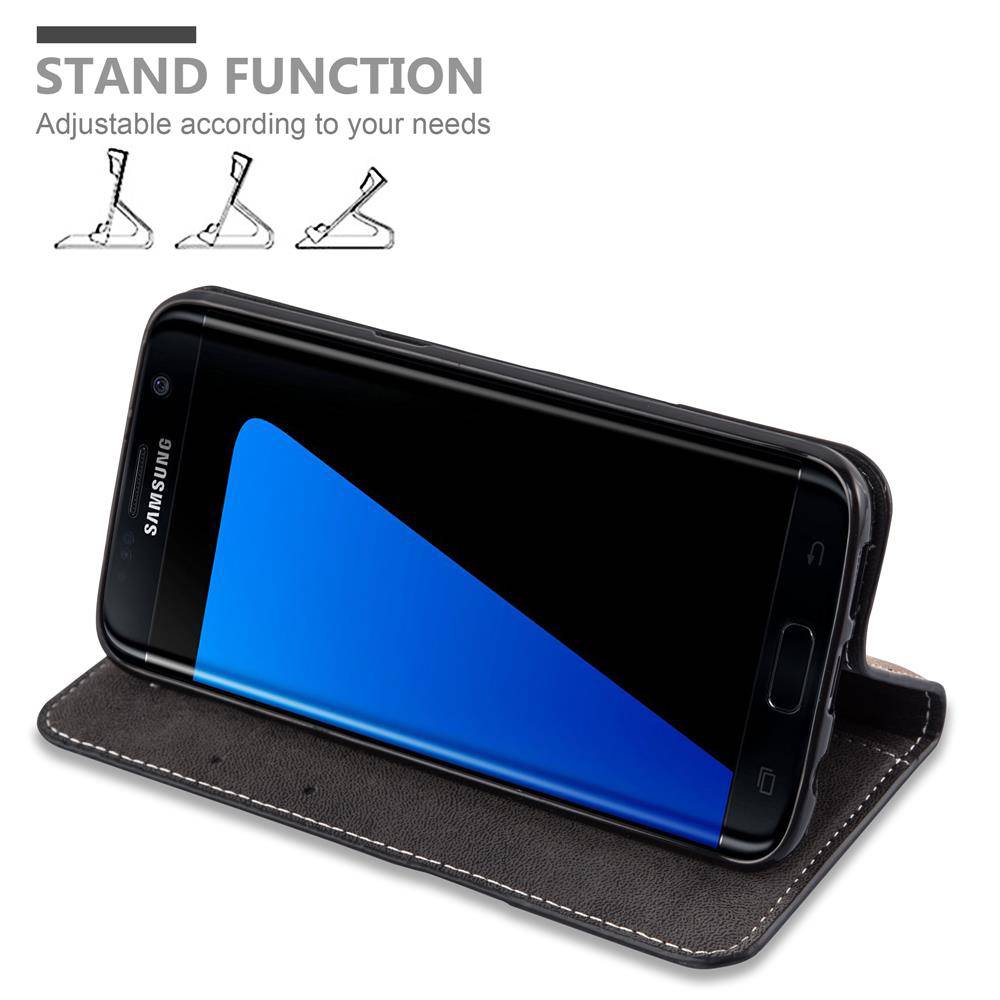 Cadorabo Hülle für Samsung Galaxy S7 EDGE Schutzhülle in Schwarz SHandyhülle Book Case Etui Kunstleder