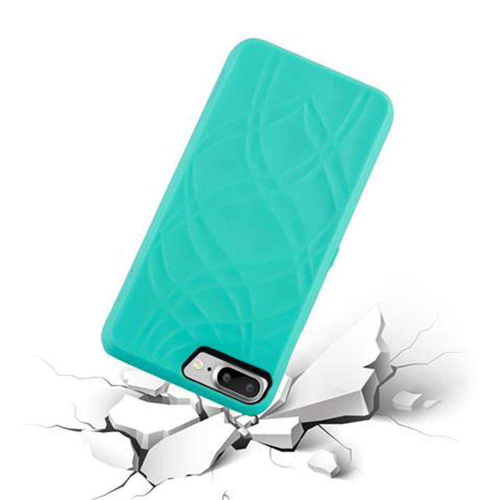 Cadorabo Hülle für Apple iPhone 7 PLUS / 7S PLUS / 8 PLUS in Türkis Hard Case Handyhülle Schutzhülle mit Spiegel