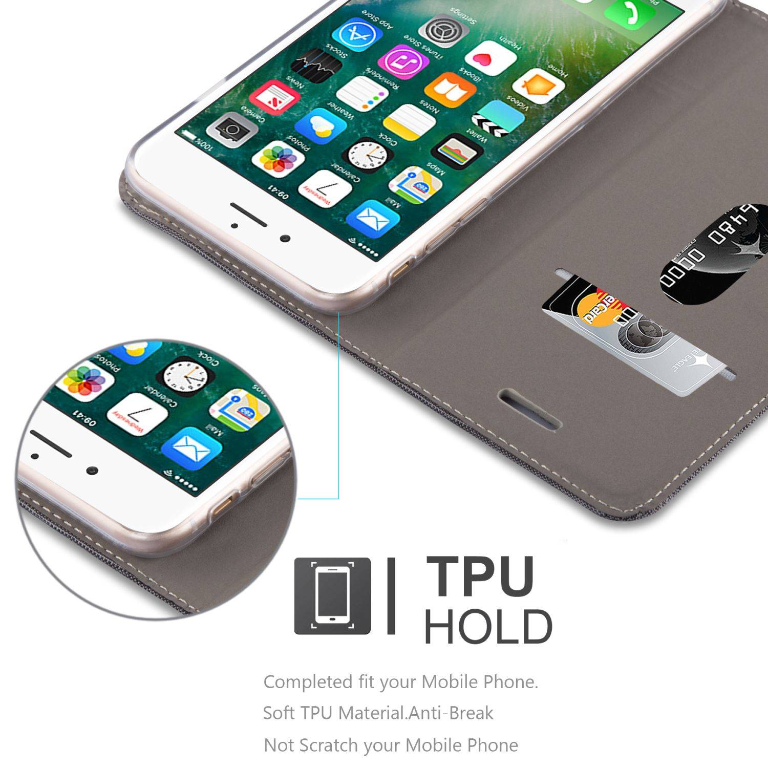 Cadorabo Hülle für Apple iPhone 8 PLUS / 7 PLUS / 7S PLUS Schutzhülle in Schwarz Handy Hülle Etui Book Case Cover