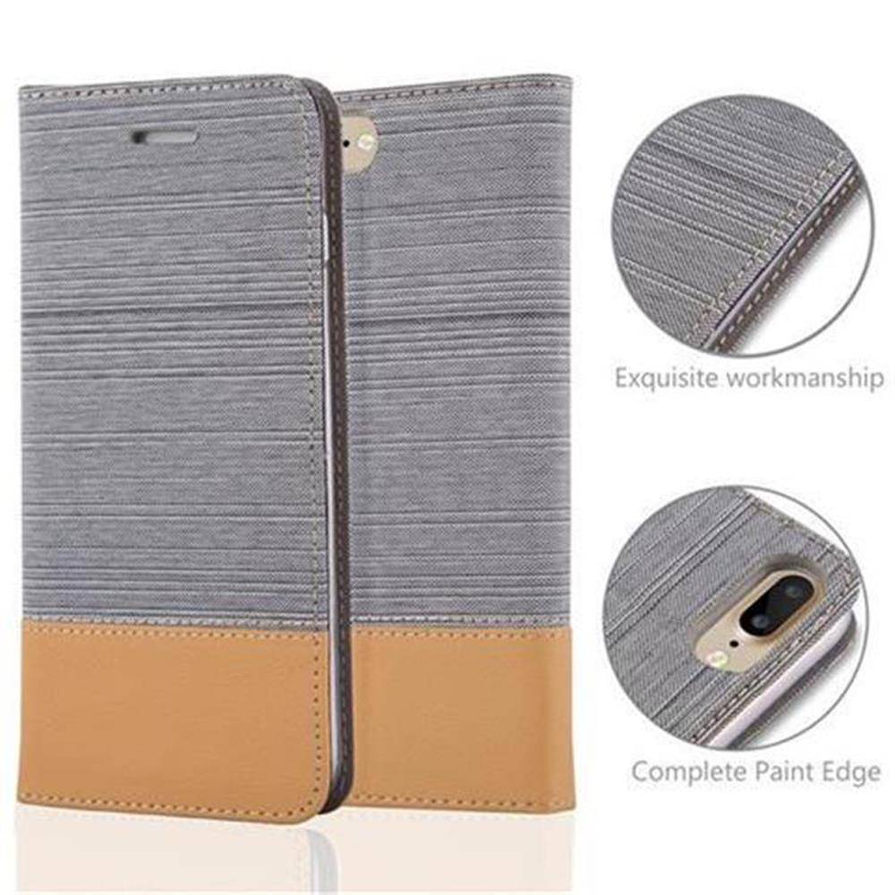 Cadorabo Hülle für Apple iPhone 7 PLUS / 7S PLUS / 8 PLUS Schutzhülle in Grau Handy Hülle Etui Book Case Cover