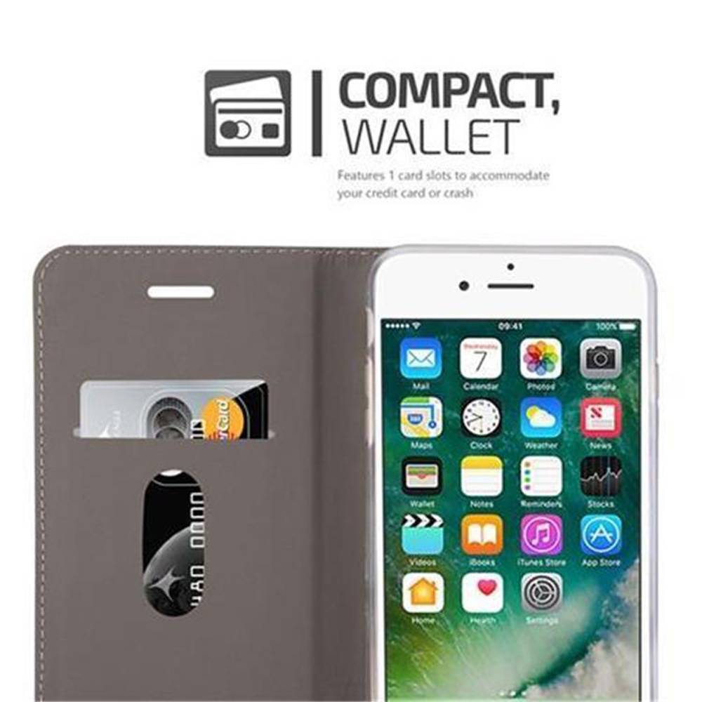 Cadorabo Hülle für Apple iPhone 7 PLUS / 7S PLUS / 8 PLUS Schutzhülle in Grau Handy Hülle Etui Book Case Cover