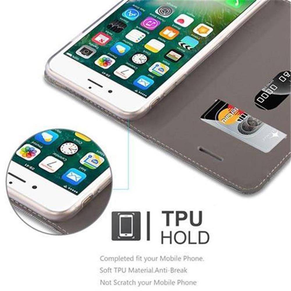 Cadorabo Hülle für Apple iPhone 7 PLUS / 7S PLUS / 8 PLUS Schutzhülle in Grau Handy Hülle Etui Book Case Cover