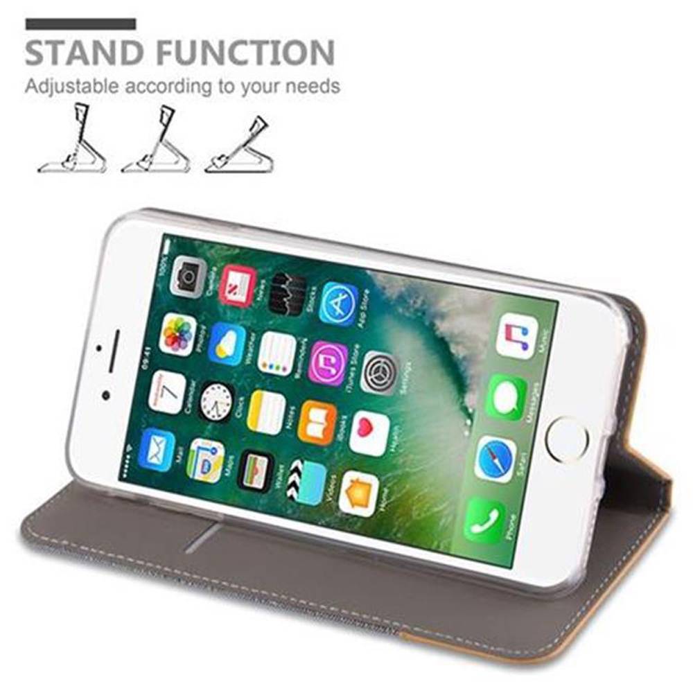 Cadorabo Hülle für Apple iPhone 7 PLUS / 7S PLUS / 8 PLUS Schutzhülle in Grau Handy Hülle Etui Book Case Cover