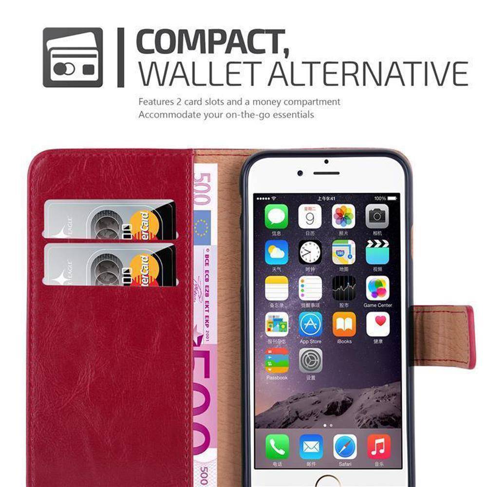 Cadorabo Hülle für Apple iPhone 6 PLUS / 6S PLUS Schutzhülle in Rot Handyhülle Book Tasche Case Etui Luxury