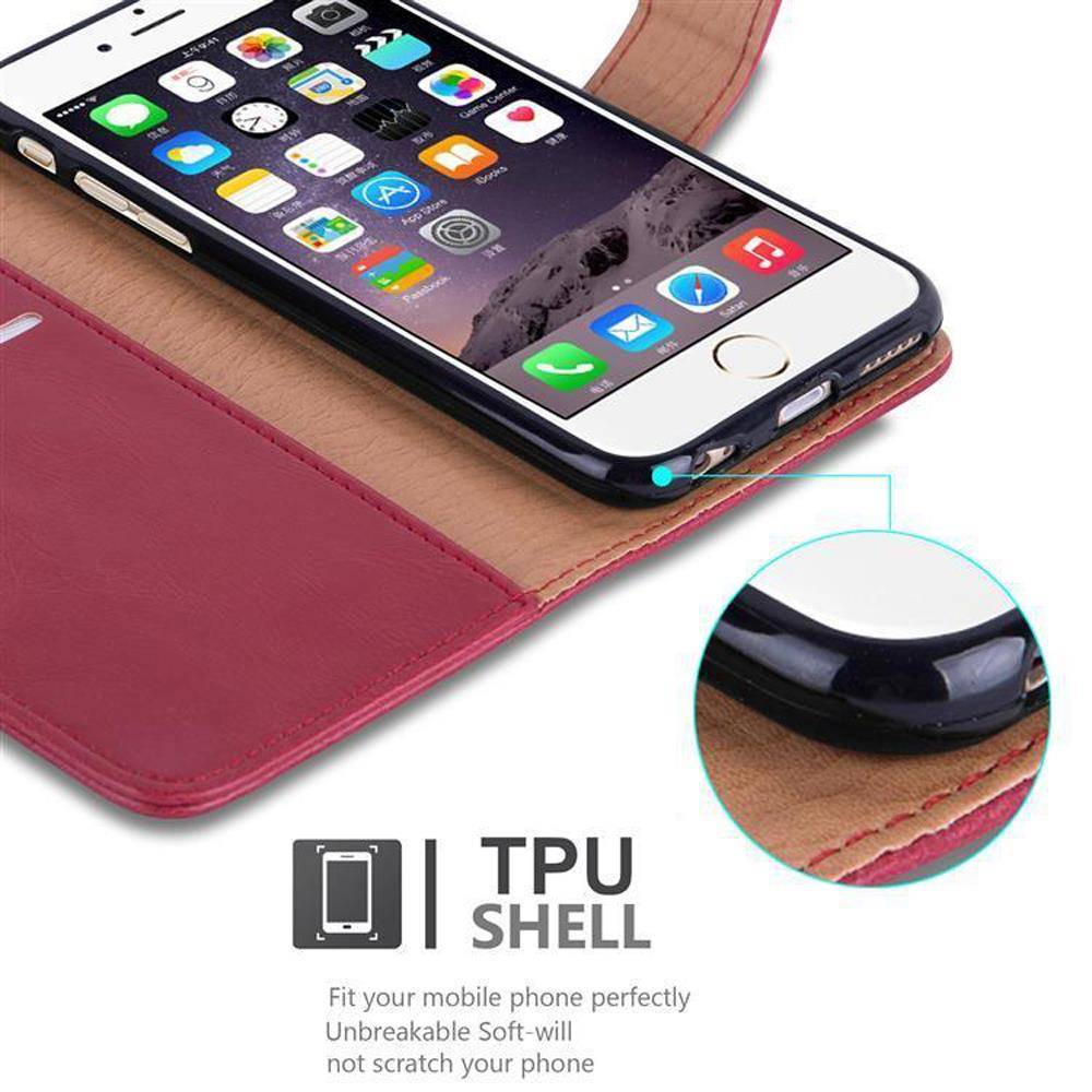 Cadorabo Hülle für Apple iPhone 6 PLUS / 6S PLUS Schutzhülle in Rot Handyhülle Book Tasche Case Etui Luxury