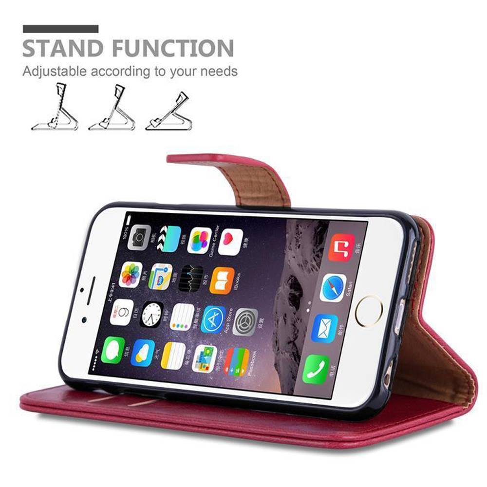 Cadorabo Hülle für Apple iPhone 6 PLUS / 6S PLUS Schutzhülle in Rot Handyhülle Book Tasche Case Etui Luxury