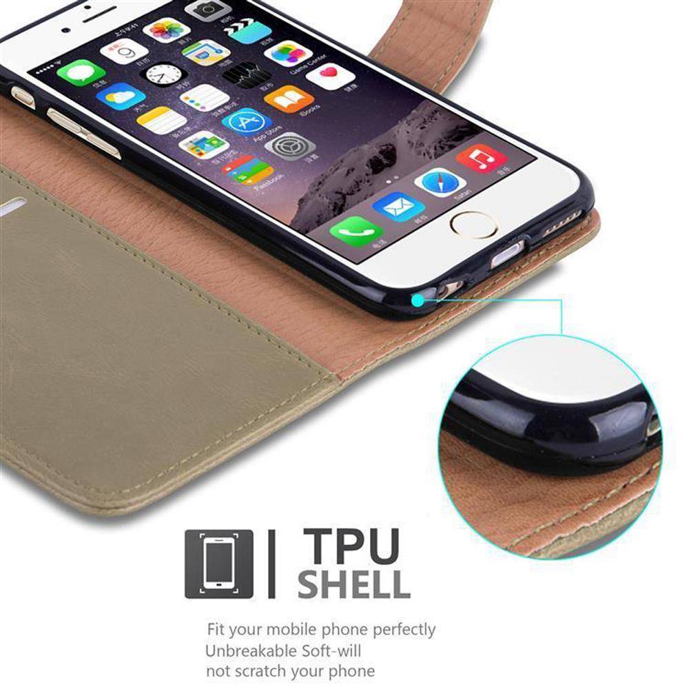 Cadorabo Hülle für Apple iPhone 6 PLUS / 6S PLUS Schutzhülle in Braun Handyhülle Book Tasche Case Etui Luxury