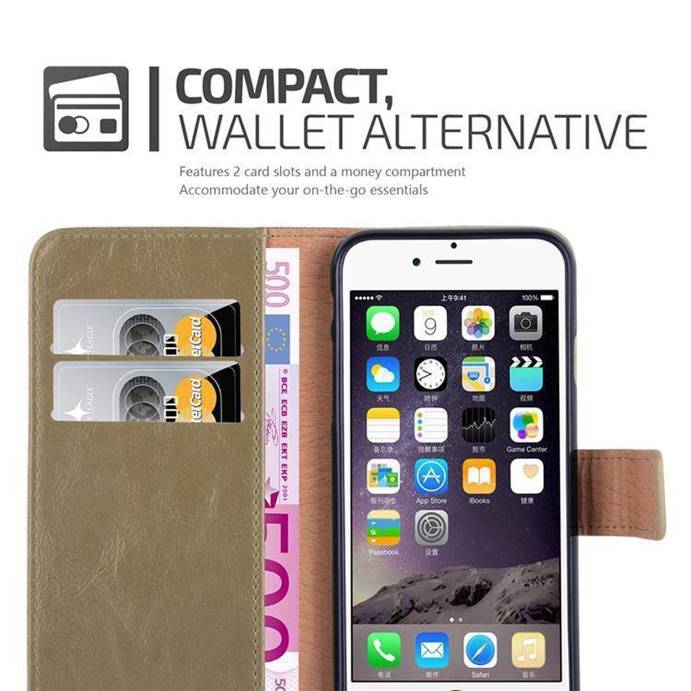 Cadorabo Hülle für Apple iPhone 6 PLUS / 6S PLUS Schutzhülle in Braun Handyhülle Book Tasche Case Etui Luxury