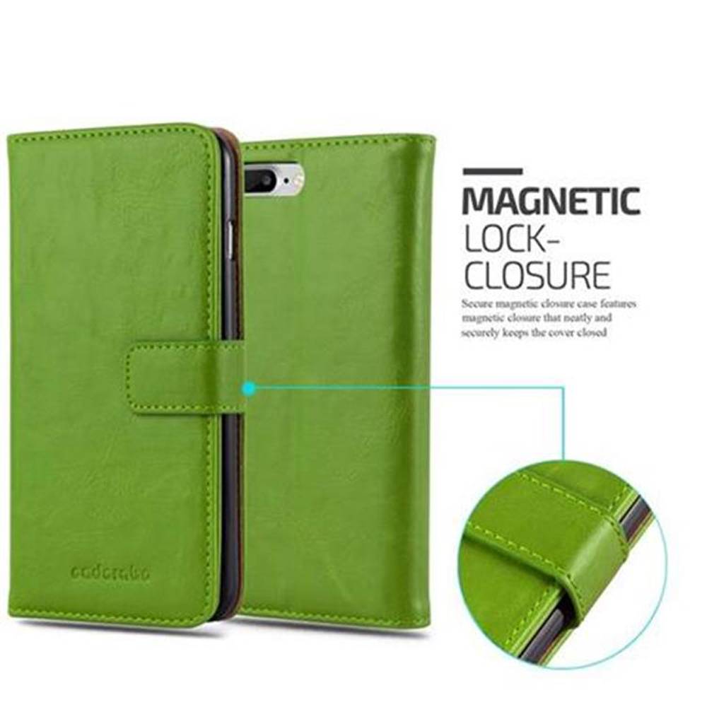 Cadorabo Hülle für Apple iPhone 7 PLUS / 7S PLUS / 8 PLUS Schutzhülle in Grün Handyhülle Book Tasche Case Etui Luxury