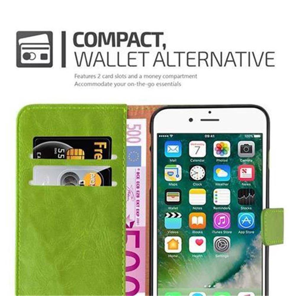 Cadorabo Hülle für Apple iPhone 7 PLUS / 7S PLUS / 8 PLUS Schutzhülle in Grün Handyhülle Book Tasche Case Etui Luxury