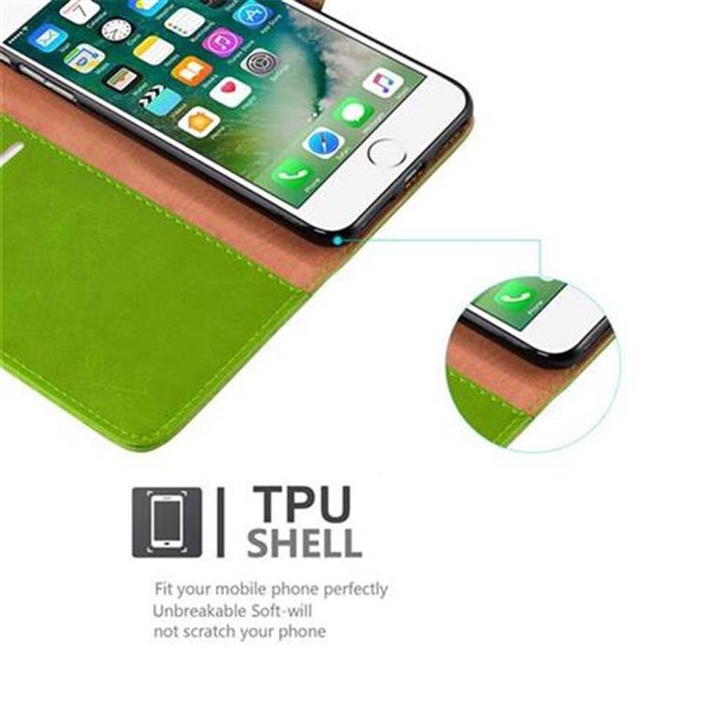 Cadorabo Hülle für Apple iPhone 7 PLUS / 7S PLUS / 8 PLUS Schutzhülle in Grün Handyhülle Book Tasche Case Etui Luxury