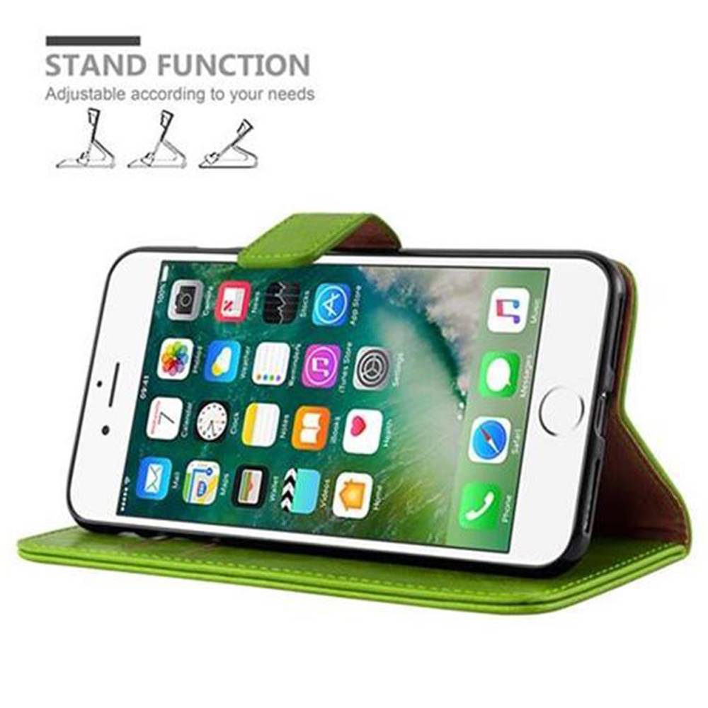 Cadorabo Hülle für Apple iPhone 7 PLUS / 7S PLUS / 8 PLUS Schutzhülle in Grün Handyhülle Book Tasche Case Etui Luxury