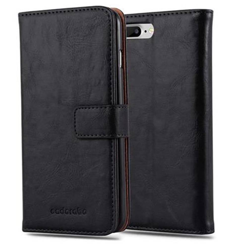 Cadorabo Hülle für Apple iPhone 7 PLUS / 7S PLUS / 8 PLUS Schutzhülle in Schwarz Handyhülle Book Tasche Case Etui Luxury