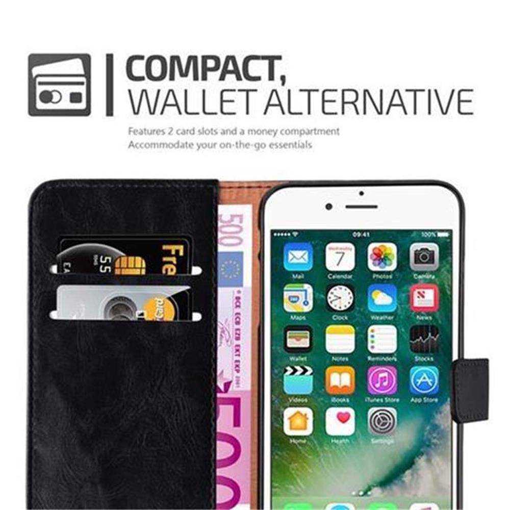 Cadorabo Hülle für Apple iPhone 7 PLUS / 7S PLUS / 8 PLUS Schutzhülle in Schwarz Handyhülle Book Tasche Case Etui Luxury