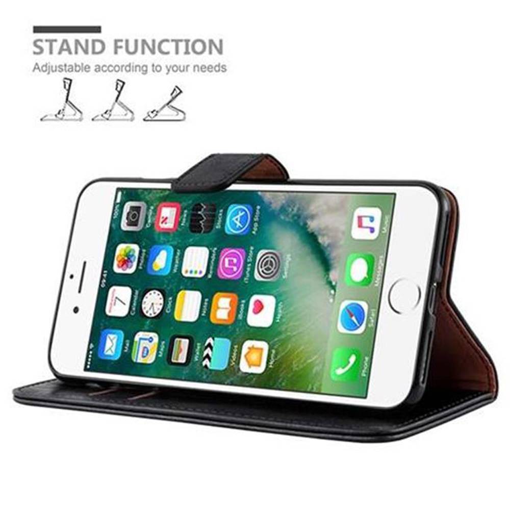 Cadorabo Hülle für Apple iPhone 7 PLUS / 7S PLUS / 8 PLUS Schutzhülle in Schwarz Handyhülle Book Tasche Case Etui Luxury