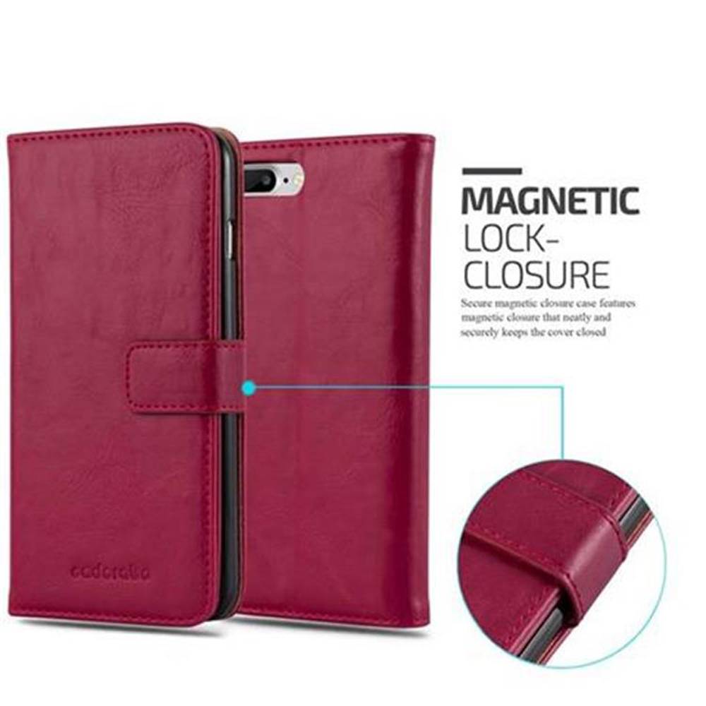 Cadorabo Hülle für Apple iPhone 7 PLUS / 7S PLUS / 8 PLUS Schutzhülle in Rot Handyhülle Book Tasche Case Etui Luxury