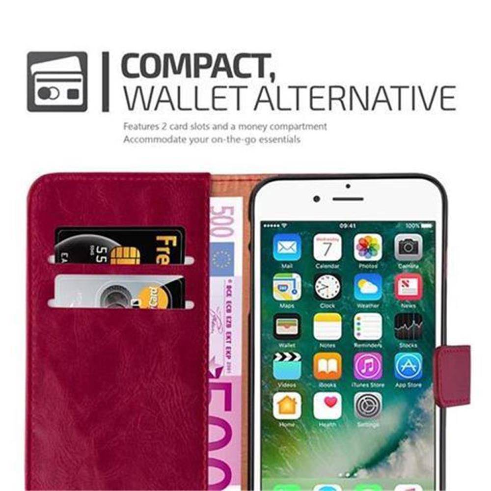 Cadorabo Hülle für Apple iPhone 7 PLUS / 7S PLUS / 8 PLUS Schutzhülle in Rot Handyhülle Book Tasche Case Etui Luxury