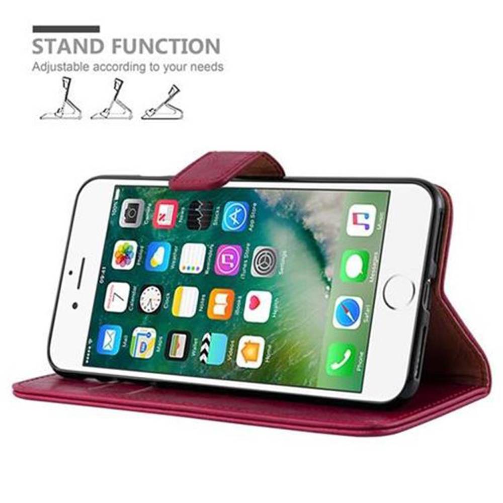 Cadorabo Hülle für Apple iPhone 7 PLUS / 7S PLUS / 8 PLUS Schutzhülle in Rot Handyhülle Book Tasche Case Etui Luxury