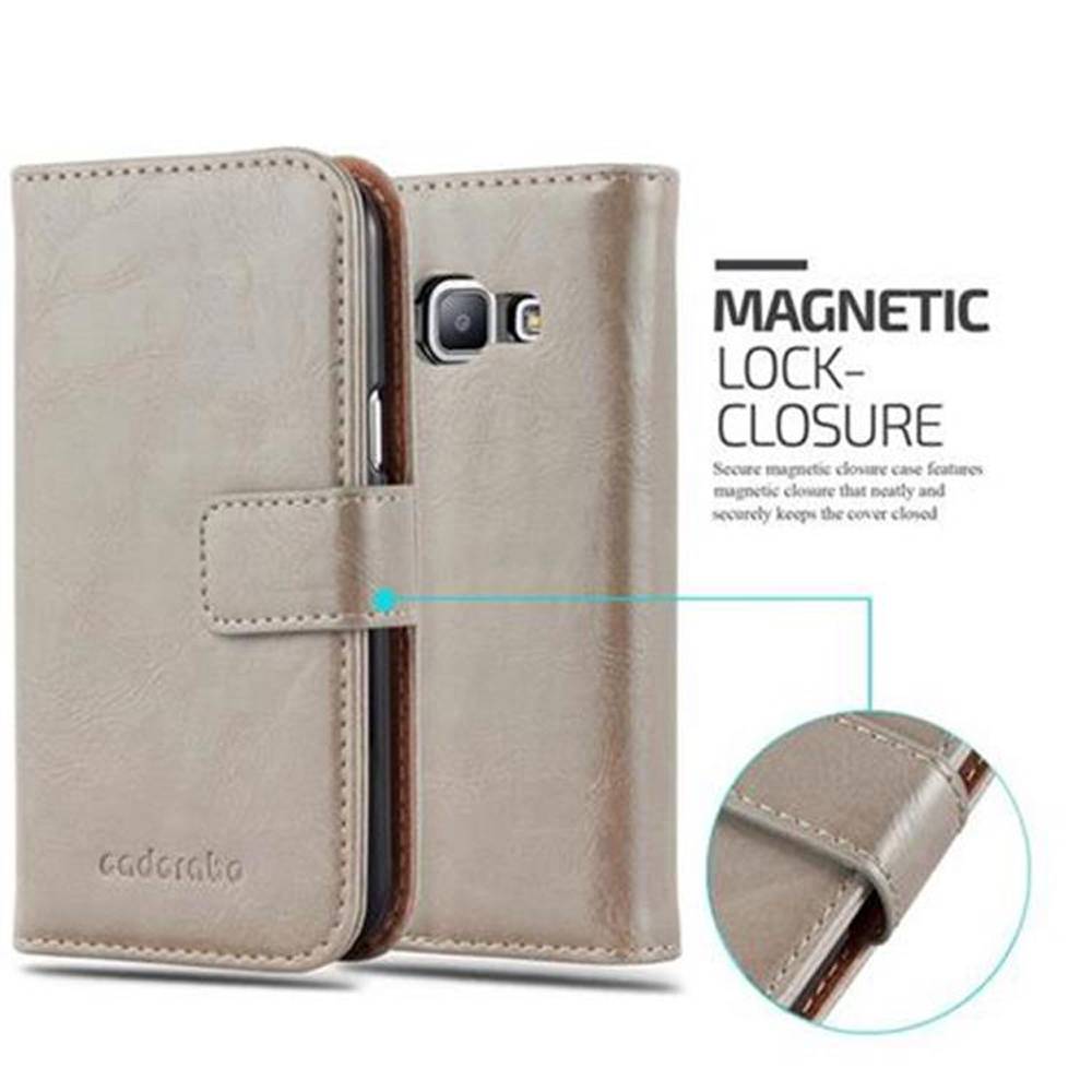 Cadorabo Hülle für Samsung Galaxy J1 2015 Schutzhülle in Braun Handyhülle Book Tasche Case Etui Luxury