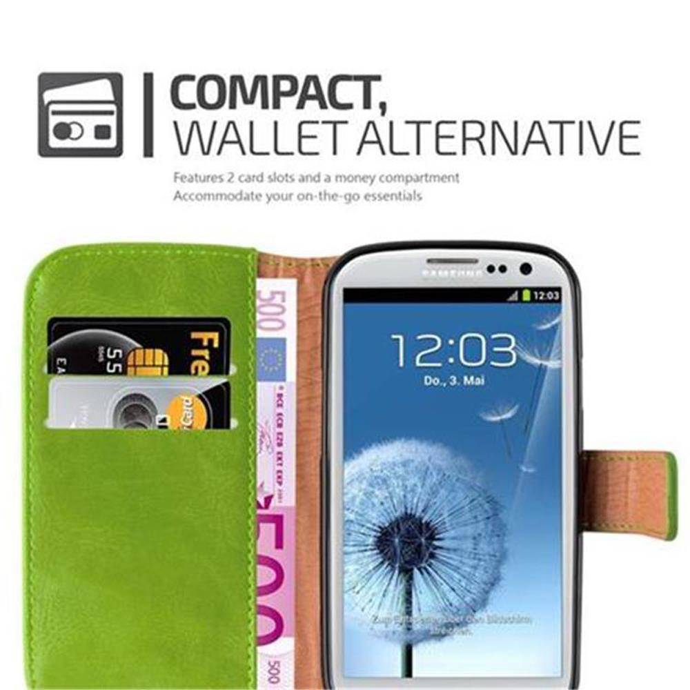 Cadorabo Hülle für Samsung Galaxy S3 / S3 NEO Schutzhülle in Grün Handyhülle Book Tasche Case Etui Luxury