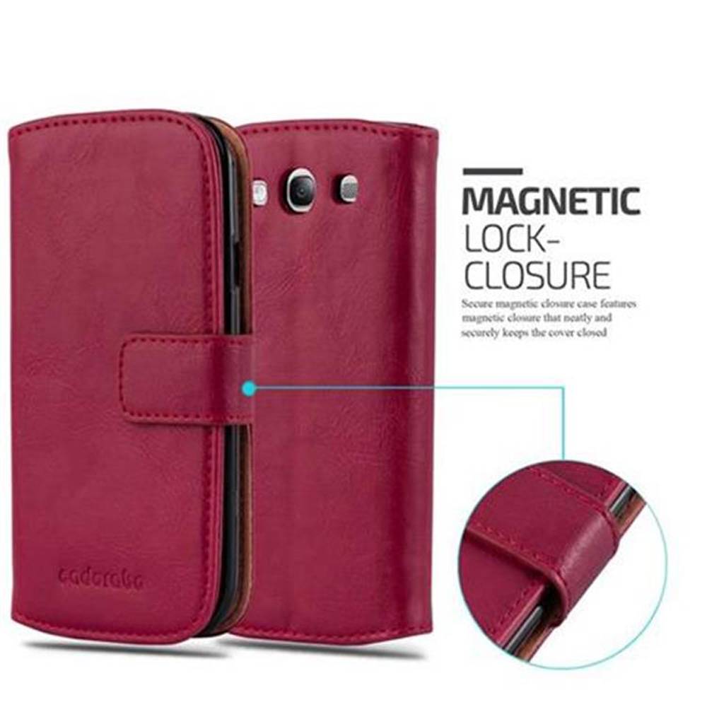 Cadorabo Hülle für Samsung Galaxy S3 / S3 NEO Schutzhülle in Rot Handyhülle Book Tasche Case Etui Luxury