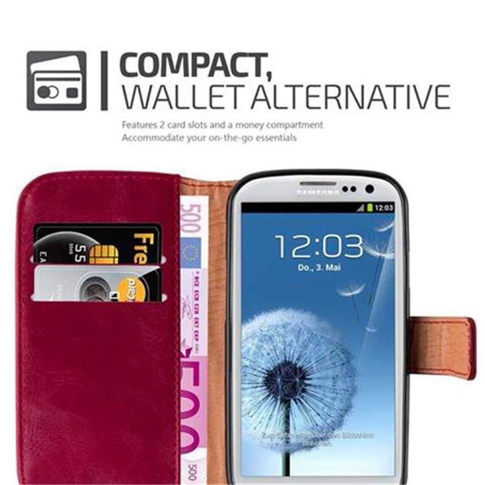 Cadorabo Hülle für Samsung Galaxy S3 / S3 NEO Schutzhülle in Rot Handyhülle Book Tasche Case Etui Luxury