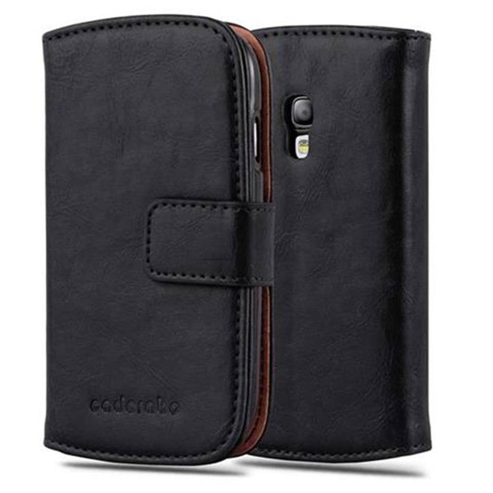 Cadorabo Hülle für Samsung Galaxy S3 MINI Schutzhülle in Schwarz Handyhülle Book Tasche Case Etui Luxury