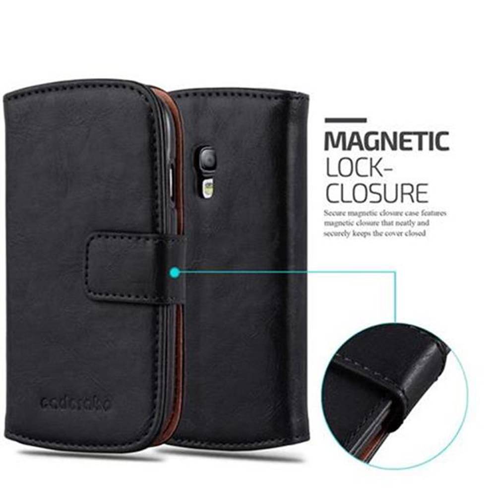 Cadorabo Hülle für Samsung Galaxy S3 MINI Schutzhülle in Schwarz Handyhülle Book Tasche Case Etui Luxury