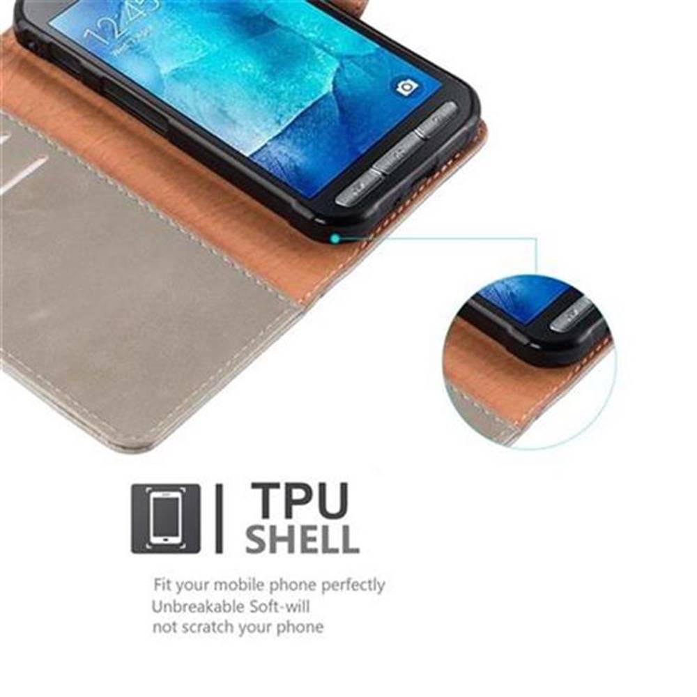 Cadorabo Hülle für Samsung Galaxy XCover 3 Schutzhülle in Braun Handyhülle Book Tasche Case Etui Luxury
