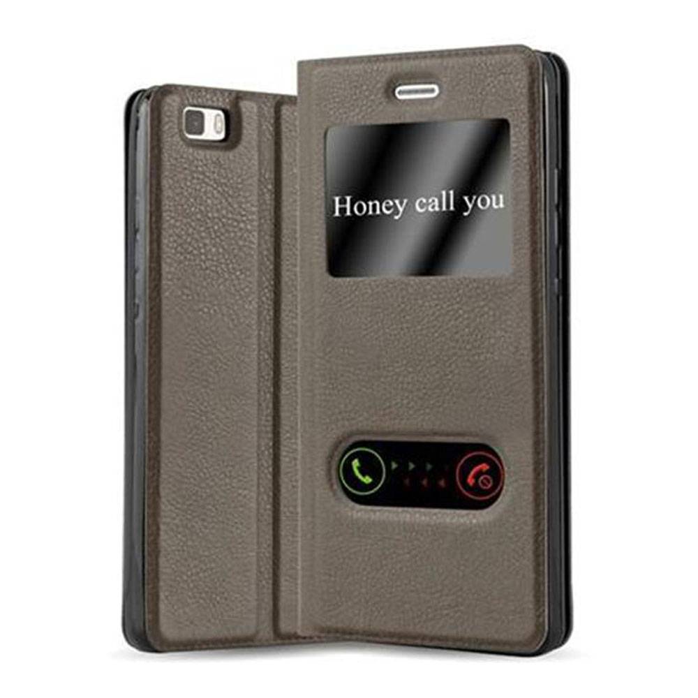 Cadorabo Schutzhülle für Huawei P8 LITE 2015 Hülle in Braun Handyhülle Book Case Cover Etui