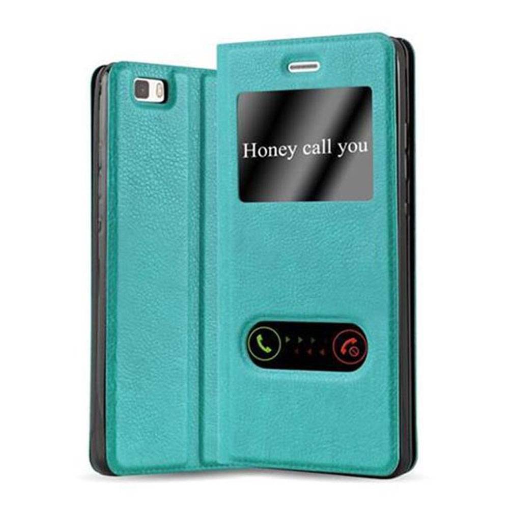 Cadorabo Schutzhülle für Huawei P8 LITE 2015 Hülle in Türkis Handyhülle Book Case Cover Etui