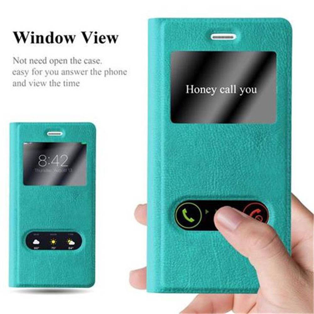 Cadorabo Schutzhülle für Huawei P8 LITE 2015 Hülle in Türkis Handyhülle Book Case Cover Etui