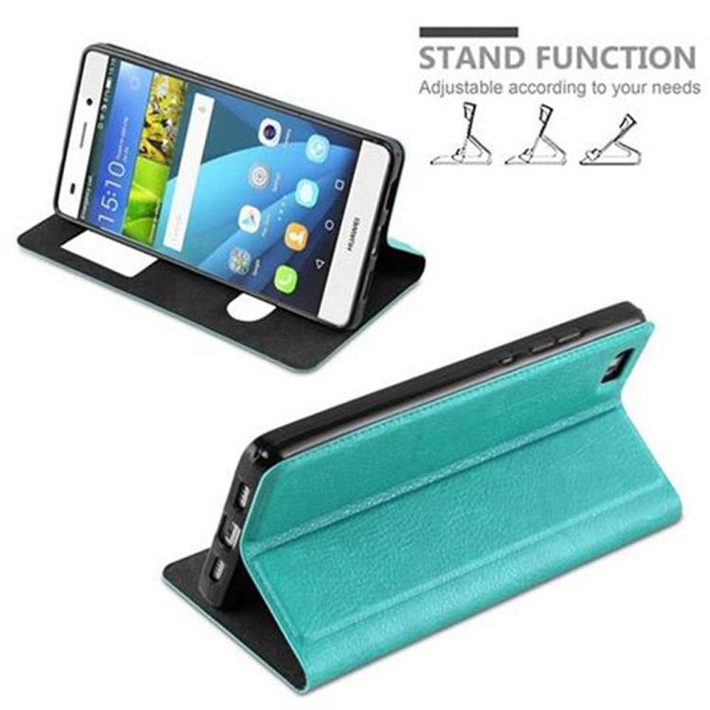 Cadorabo Schutzhülle für Huawei P8 LITE 2015 Hülle in Türkis Handyhülle Book Case Cover Etui