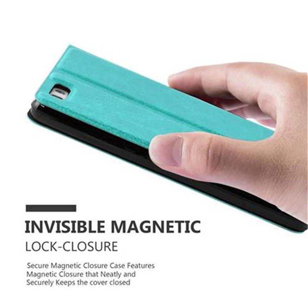 Cadorabo Schutzhülle für Huawei P8 LITE 2015 Hülle in Türkis Handyhülle Book Case Cover Etui