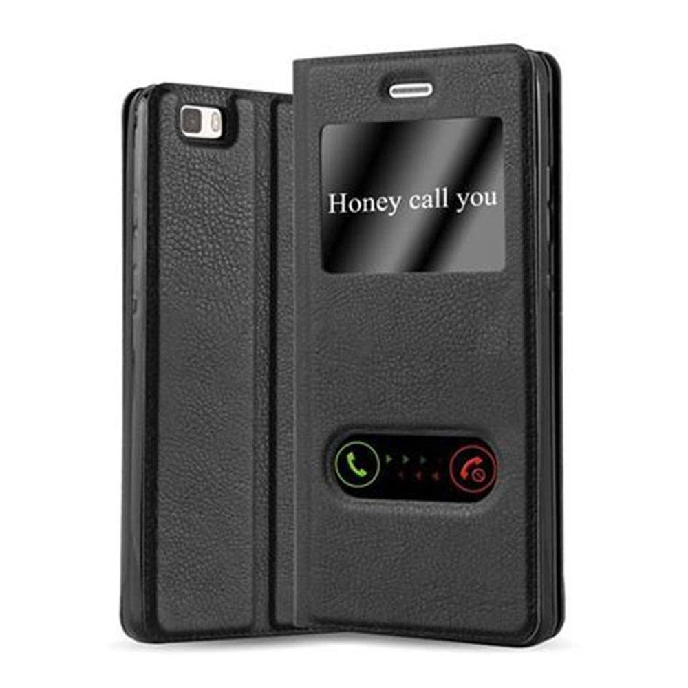 Cadorabo Schutzhülle für Huawei P8 LITE 2015 Hülle in Schwarz Handyhülle Book Case Cover Etui