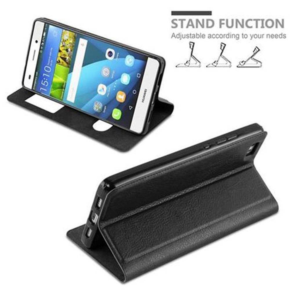 Cadorabo Schutzhülle für Huawei P8 LITE 2015 Hülle in Schwarz Handyhülle Book Case Cover Etui