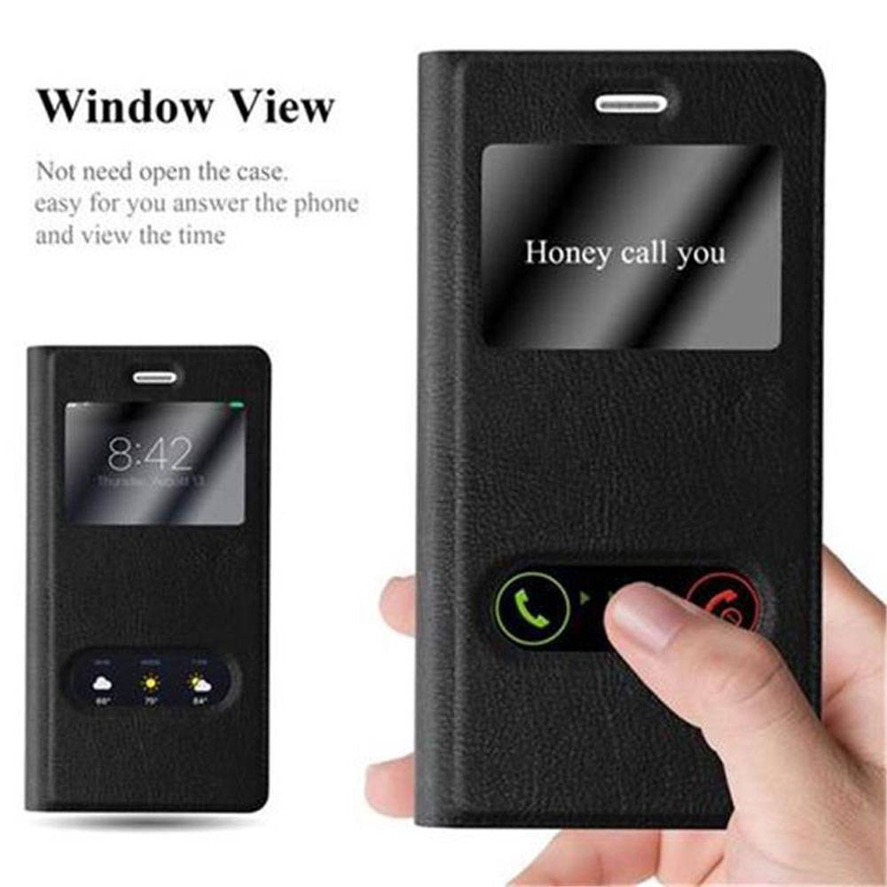 Cadorabo Schutzhülle für Huawei P8 LITE 2015 Hülle in Schwarz Handyhülle Book Case Cover Etui