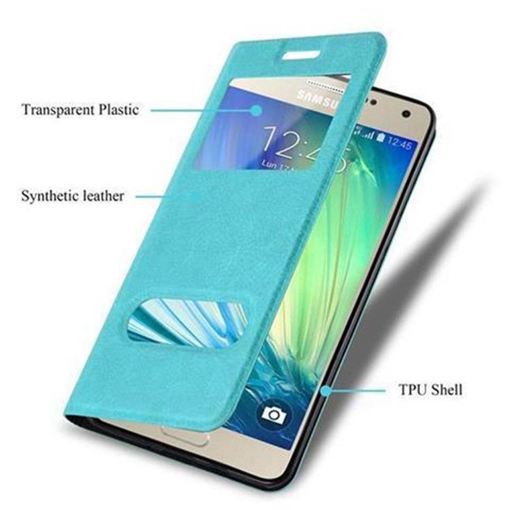 Cadorabo Schutzhülle für Samsung Galaxy A3 2015 Hülle in Türkis Handyhülle Book Case Cover Etui