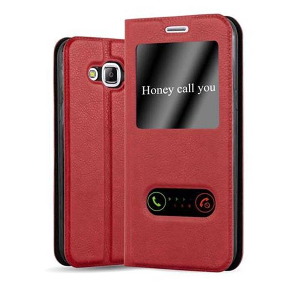 Cadorabo Schutzhülle für Samsung Galaxy J5 2015 Hülle in Rot Handyhülle Book Case Cover Etui