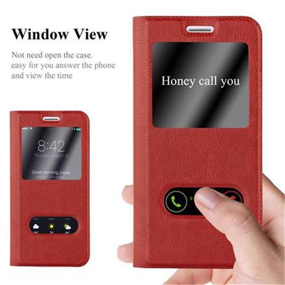 Cadorabo Schutzhülle für Samsung Galaxy J5 2015 Hülle in Rot Handyhülle Book Case Cover Etui